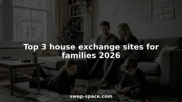 Family browsing house exchange sites in lived-in living room